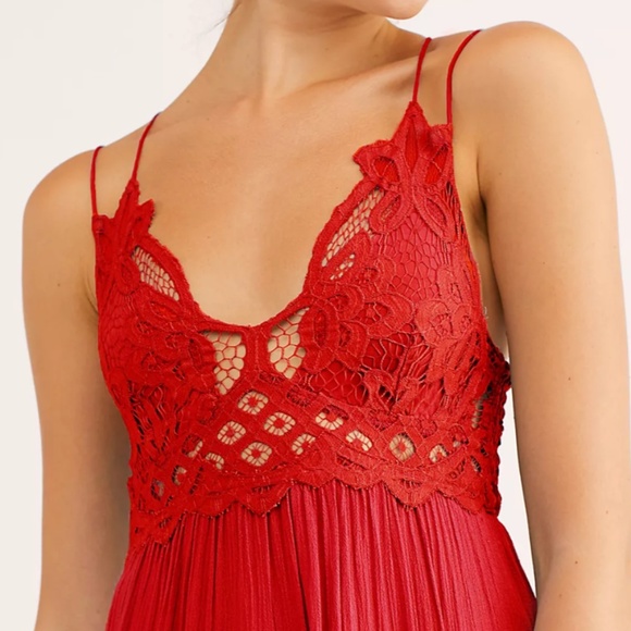 Free People Adella Maxi Slip Dress Bright Red - Picture 2 of 3